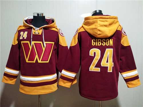 Washington Commanders #24 Antonio Gibson Burgundy Lace-Up Pullover Hoodie,We sell and wholesale Washington Commanders #24 Antonio Gibson Burgundy Lace-Up Pullover Hoodie on line form chian!